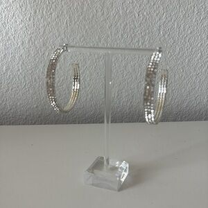 Large Diamond Silver Hoop Earrings